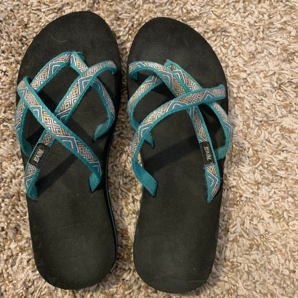 TEVA Olowahu Blue Criss-Cross Sandals